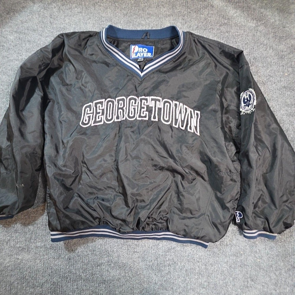 Vintage Georgetown Hoyas Jacket Mens XL Blue NCAA Basketball Pro Player Pullover